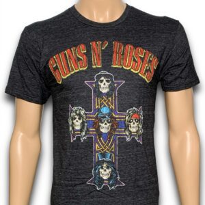 Guns N' Roses Distressed Cross Heather Black Shirt