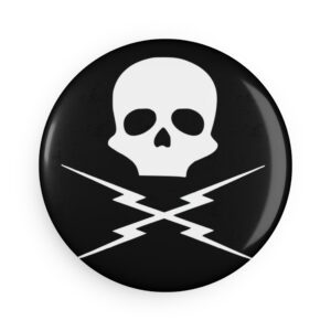 Skull And Bolt - Death Proof White And Black Button Magnet - Round