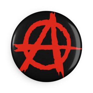 Anarchy Red and Black Button Magnet - Round