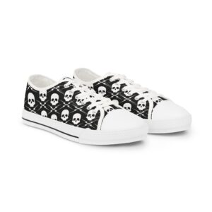 Skull And Bolt Black And White Pattern All Over Print Low Top Sneakers