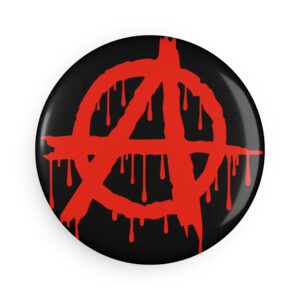 Anarchy Red and Black Dripping Button Magnet - Round